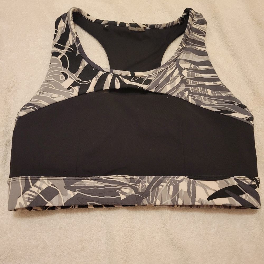 Gymshark Black and Gray Printed Racerback Sports Bra